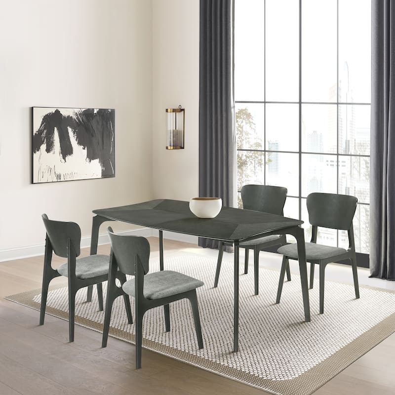 Kalia Mid-Century Black or Walnut Wood 63" Rectangle Dining Table