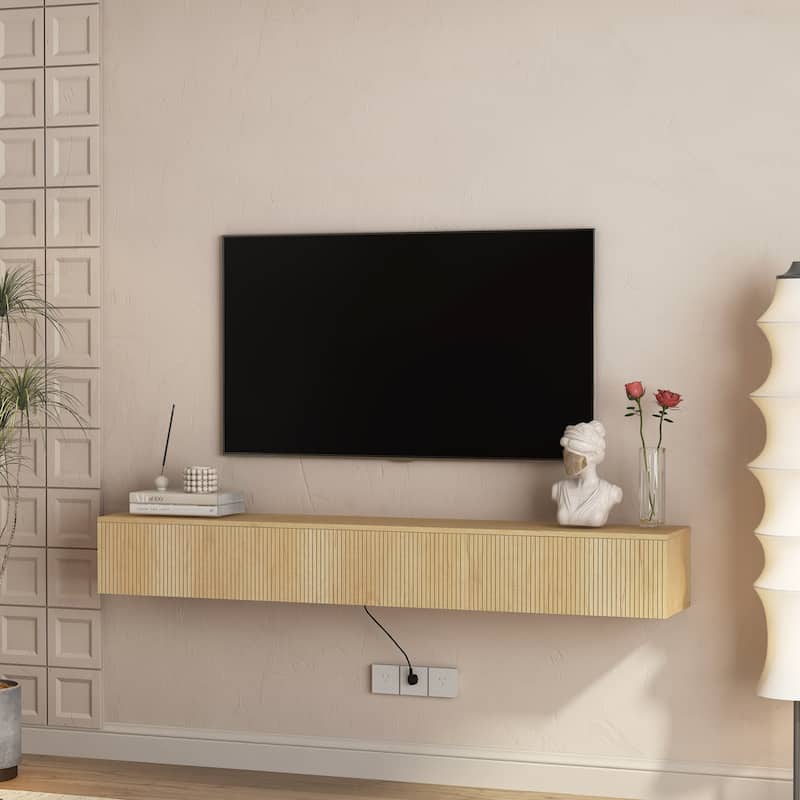 Floating TV Stand with 16 Color LED Lights, Wall Mounted TV Console Table Entertainment Center for 55 60 65 Inch TV