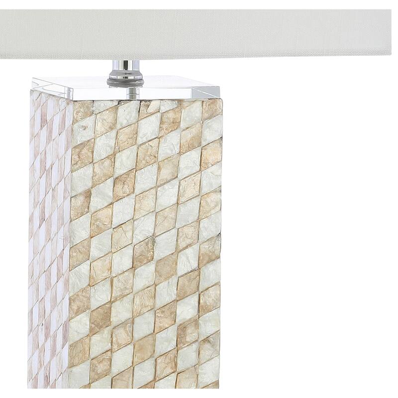 Seashell 30.5" Seashell/Crystal LED Table Lamp, Cream by JONATHAN Y