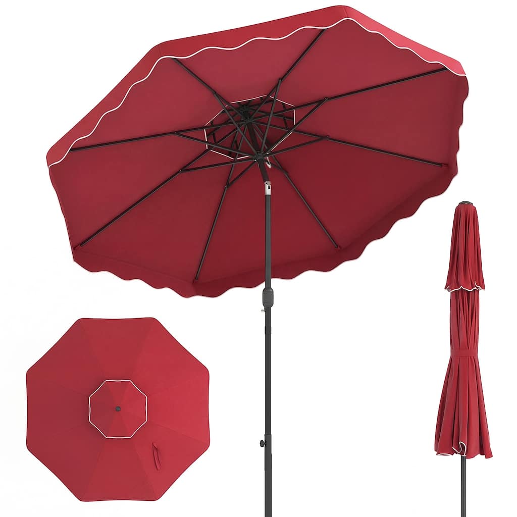Gymax 9 FT Patio Umbrella w/Push Button Tilt & Crank 2-Tier Vented Top