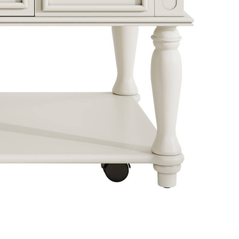 Farmhouse 47.2" Coffee Table with Drawer, Retro Design Easy Assembly and Movable Lockable Wheels for Living Room