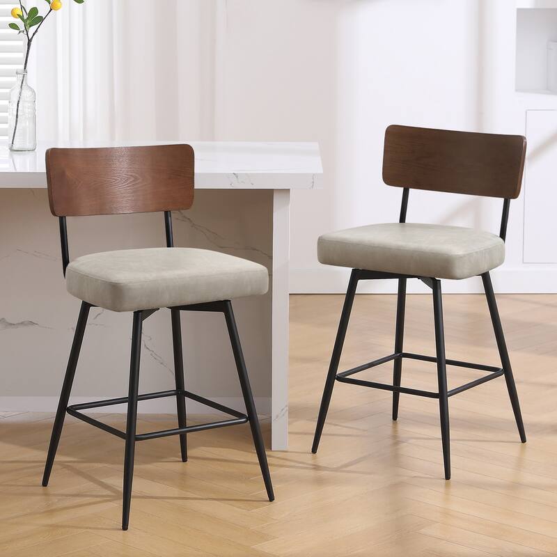26"/ 29" Faux Leather Swivel Counter/ Bar Stools Set of 2/3