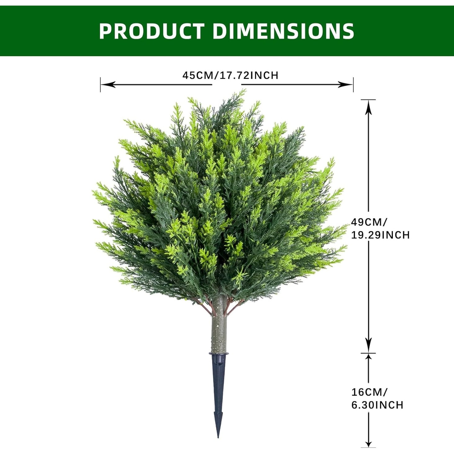43.3" Artificial Cypress Topiary Trees with Ground Spikes, Set of 2
