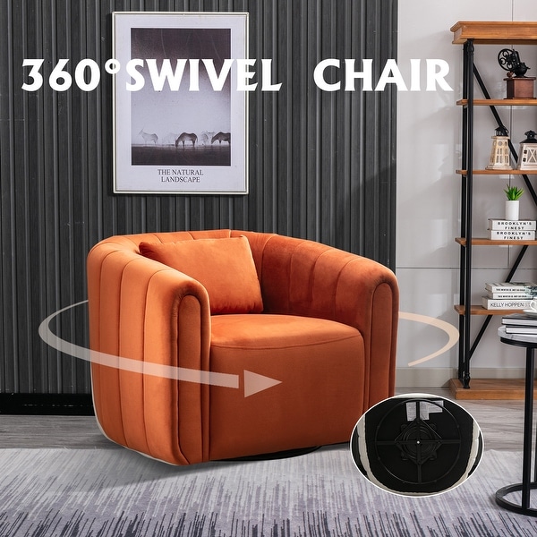 Ebello Oversize Velvet Swivel 360 Rotation Barrel Comfy Round Armchair With Plump Pillow Suitable For Living Room Bedroom On Sale Bed Bath Beyond 37218310