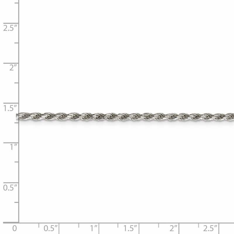 Curata 925 Sterling Silver 2.25mm Diamond Cut Rope Chain Necklace for Men