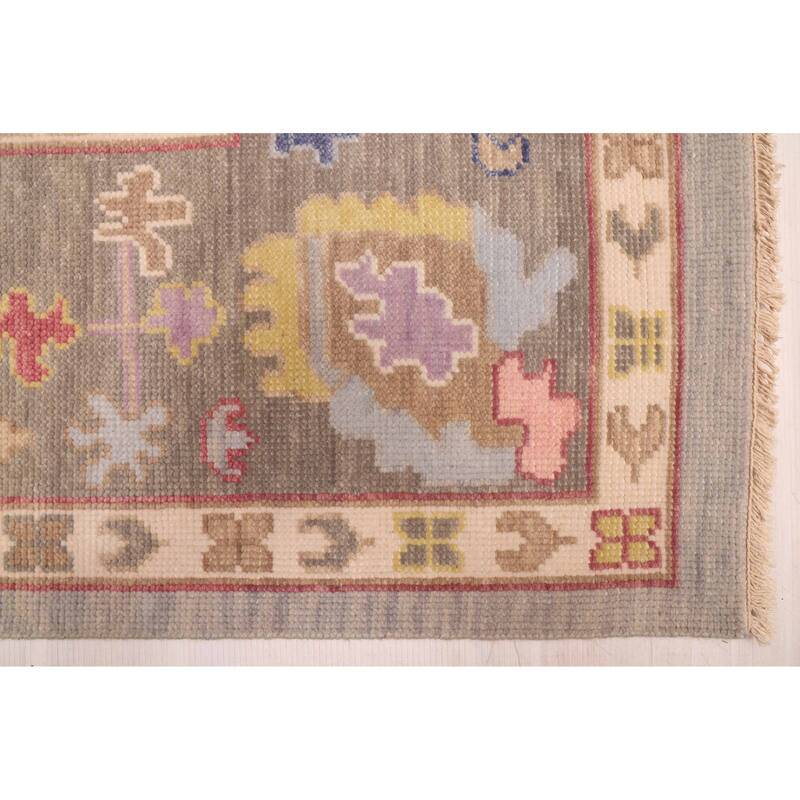 ECARPETGALLERY Hand-knotted Modern Oushak Grey Wool Rug - 7'11 x 9'11