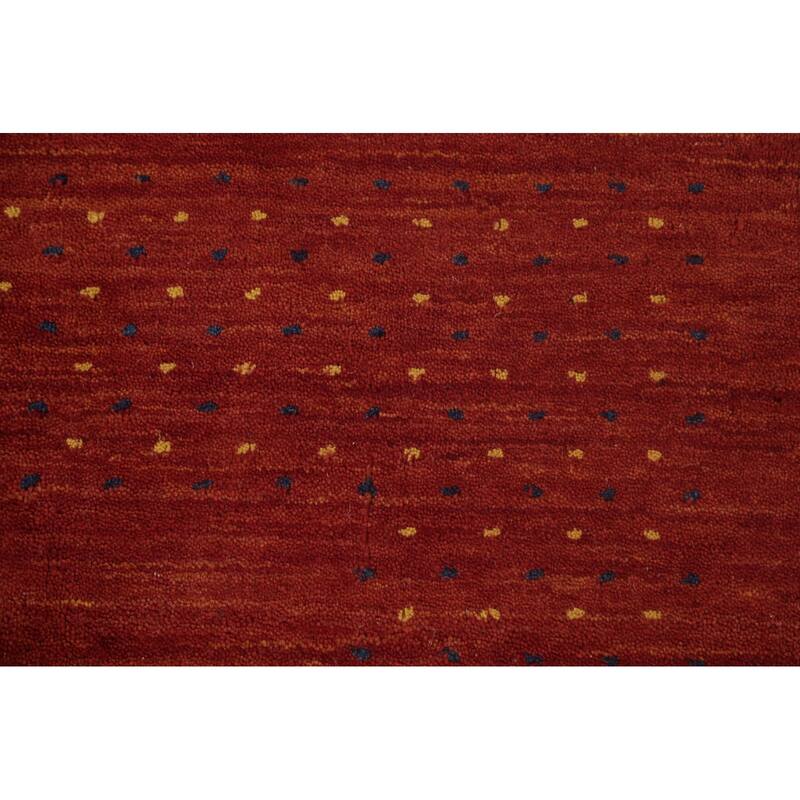 Gabbeh Area Rug Hand-Knotted Stripe Wool Carpet - 6'7"x 9'8"
