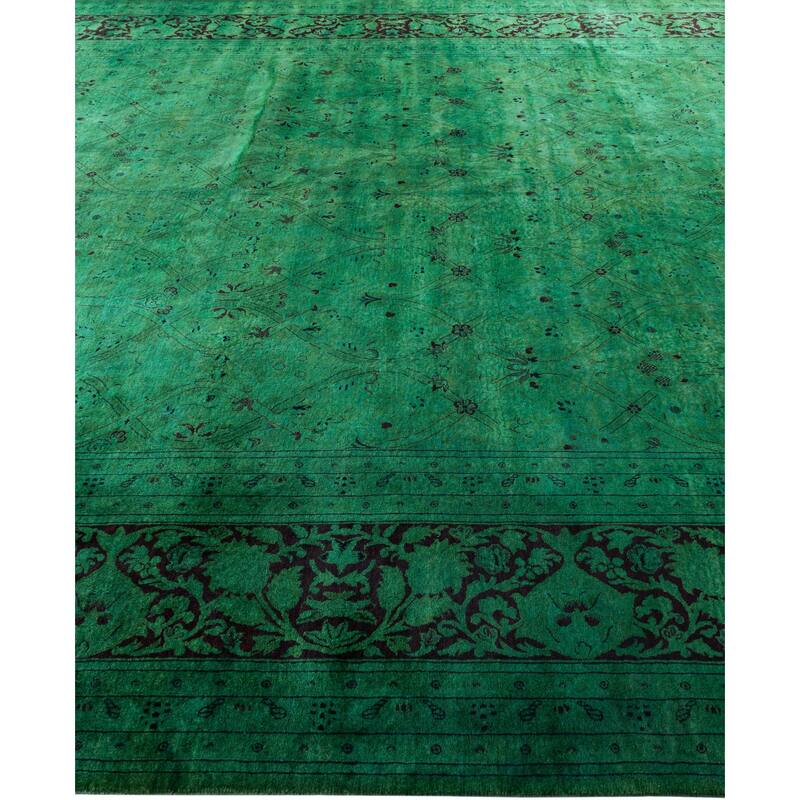 Overdyed One-of-a-Kind Hand-Knotted Area Rug - Green - 9' 1" x 17' 6"