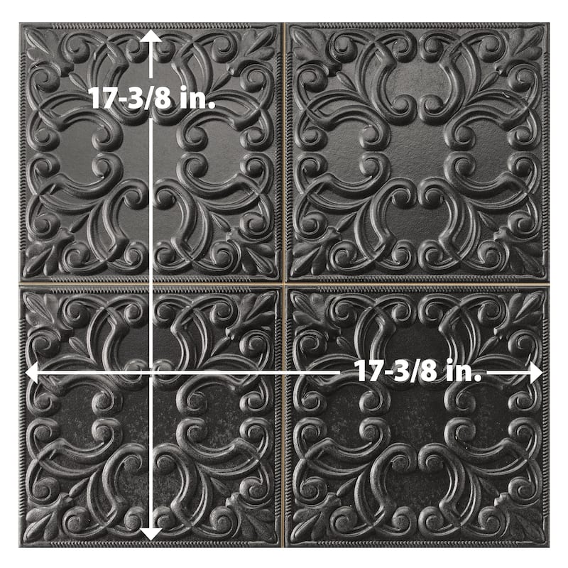 Merola Tile Victorian Tin Black 17-3/8" x 17-3/8" Porcelain Wall Tile
