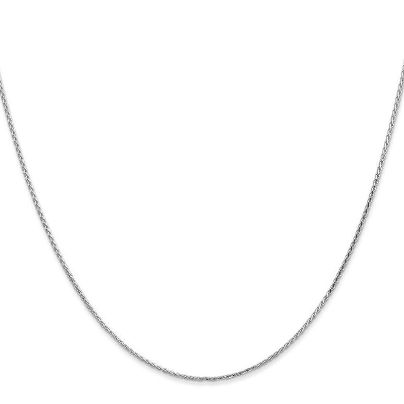 Curata 14k White Gold 1.2mm Diamond Cut Wheat Chain Necklace (Lobster) Options: 16 18 20