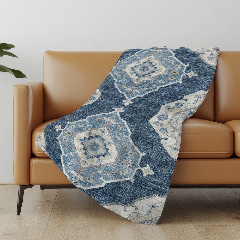 Premium Machine Washable ASB91 Boho Traditional Sherpa Throw Blanket