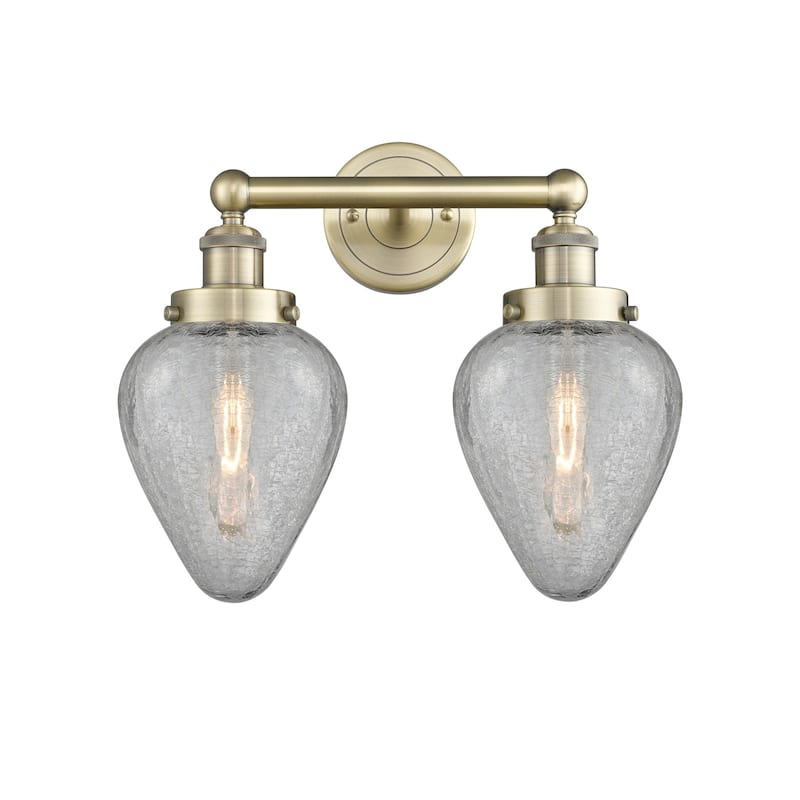 Innovations Lighting 616-2W-12-15 Geneseo Vanity Geneseo 2 Light 15" - Antique Brass / Clear Crackle