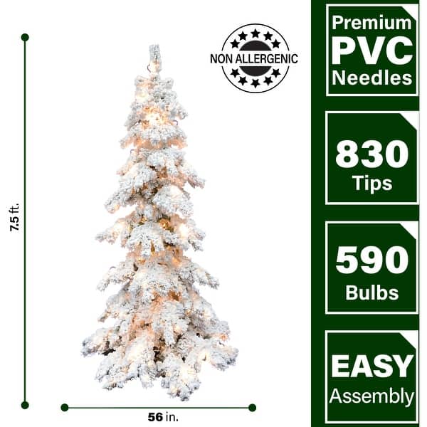 Fraser Hill Farm 7.5-ft. Elk Mountain Snow Flocked Christmas Tree