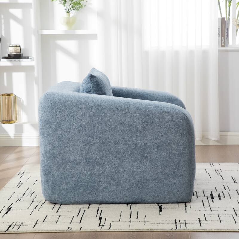 40" Convertible Chenille Floor Sofa Bed, Foldable Boneless Mattress Cloud Single Couch Lounge Chair with Armrest & Pillow