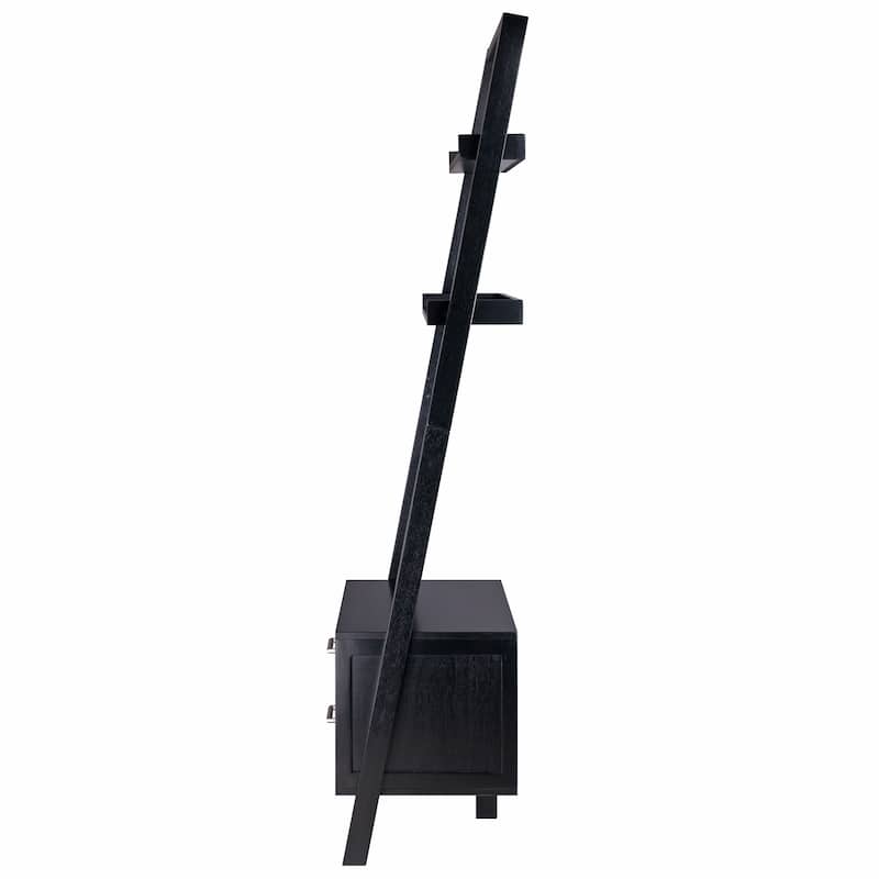 Bellamy 2-Drawer Leaning Shelf, Black - 22.99 x 15.98 x 69.36 inches