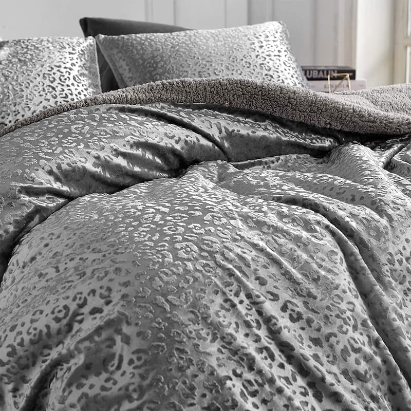Primal Leopard - Coma Inducer® Oversized Duvet Cover Set - Silver Black