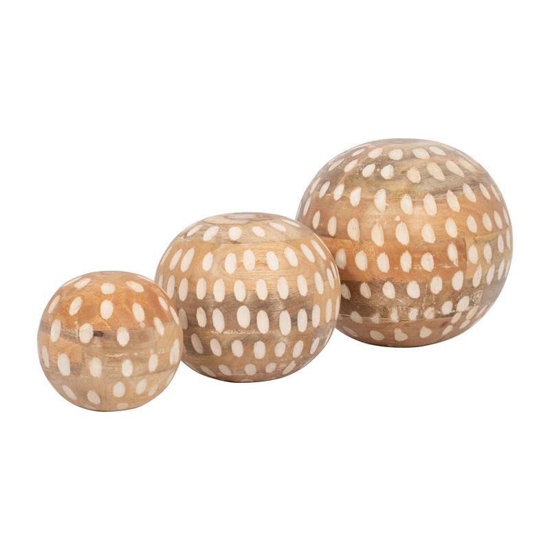 Natural Wooden Accent Orbs and Decorative Balls for Home Decoration - 8" x 8" x 8"