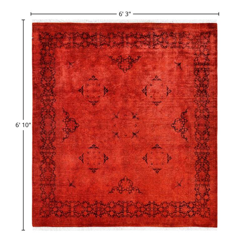 Overdyed One-of-a-Kind Hand-Knotted Area Rug - Orange - 6' 3" x 6' 10"