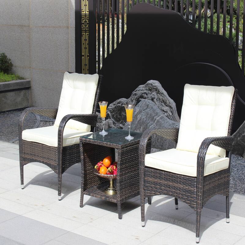 Outdoor patio Furniture sets 3 piece Conversation wicker Ratten Sectional Sofa With Seat Cushions