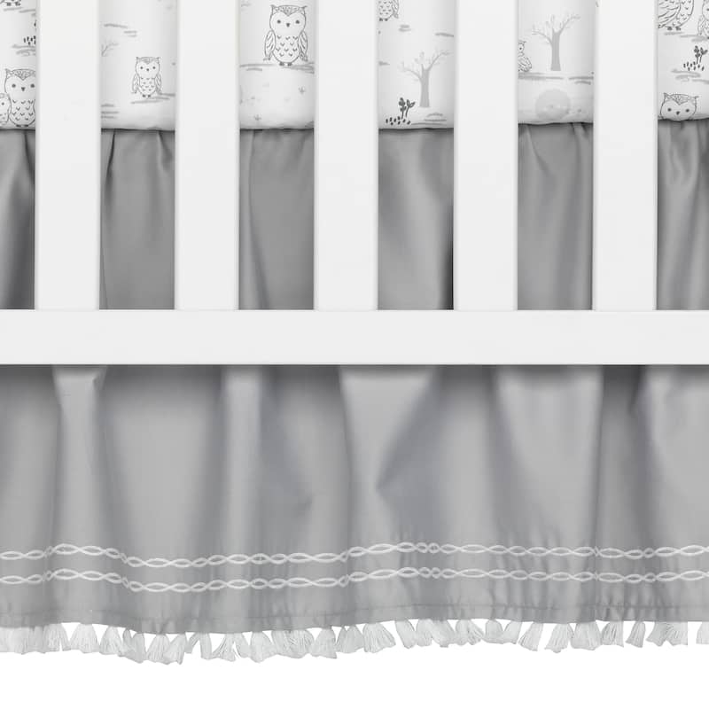 Lambs & Ivy Luna White/Gray Celestial Owl 4-Piece Nursery Baby Crib Bedding Set