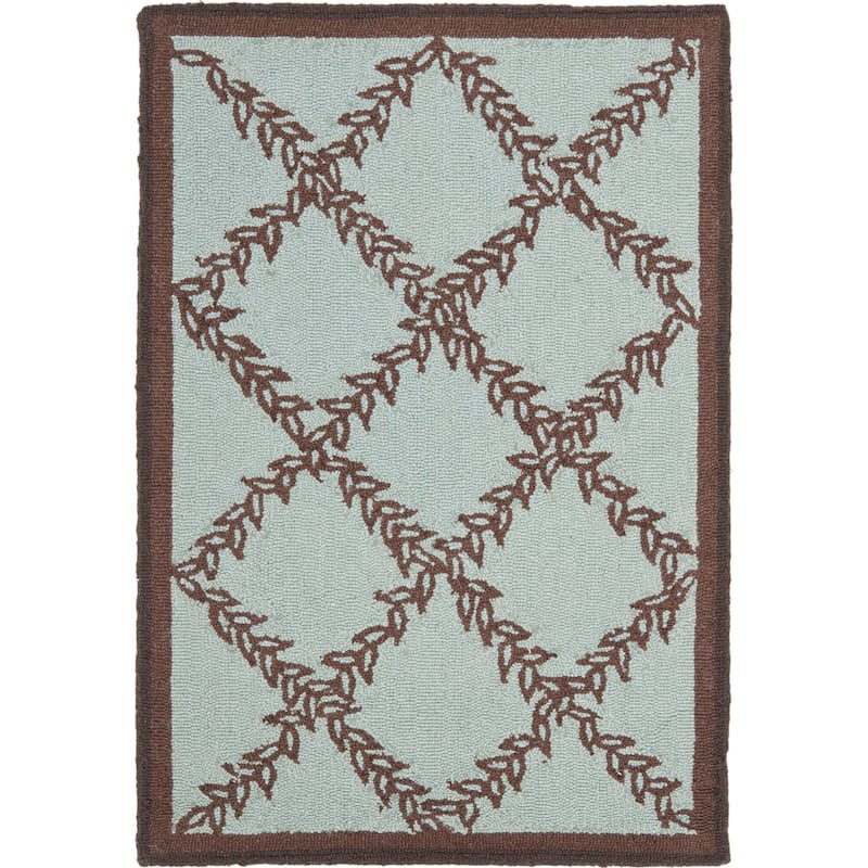 SAFAVIEH Handmade Chelsea Kimber Trellis French Country Wool Rug - 2'6" x 4' - Blue/Brown - Rectangle