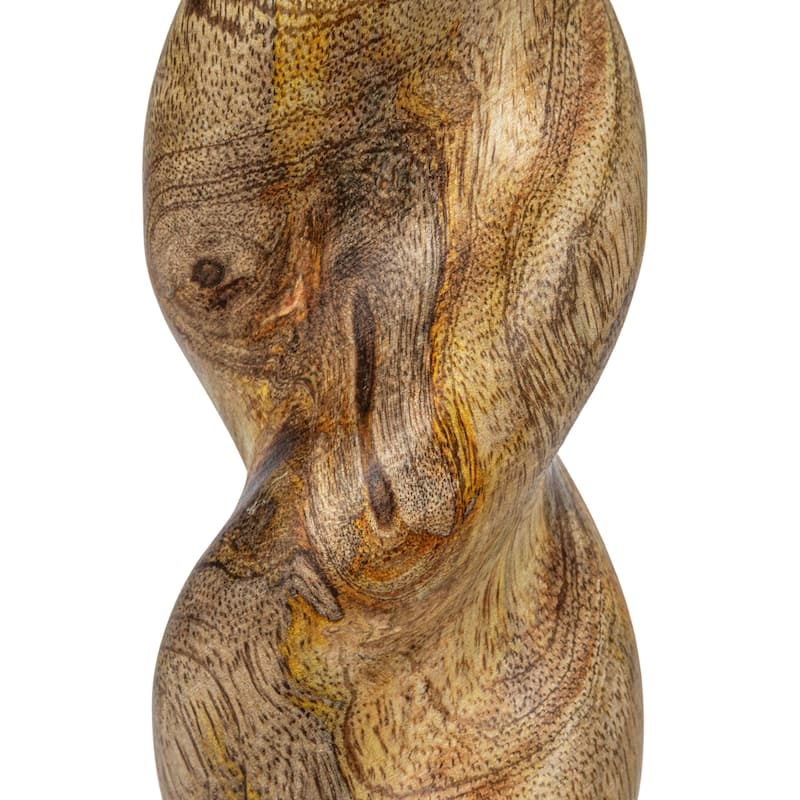 Hand-Carved Mango Wood Twisted Taper Candle Holder - 14"H