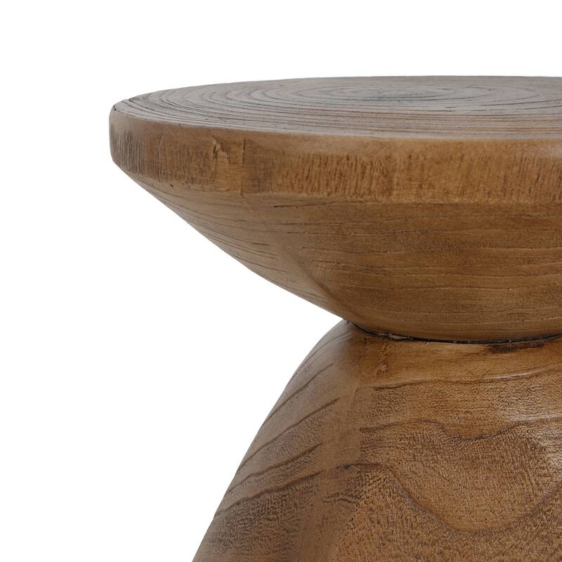 Roomfitters Patti Outdoor MGO Side Table with Authentic Wood Grain Finish, Waterdrop Base, Natural Wood - Natural Wood