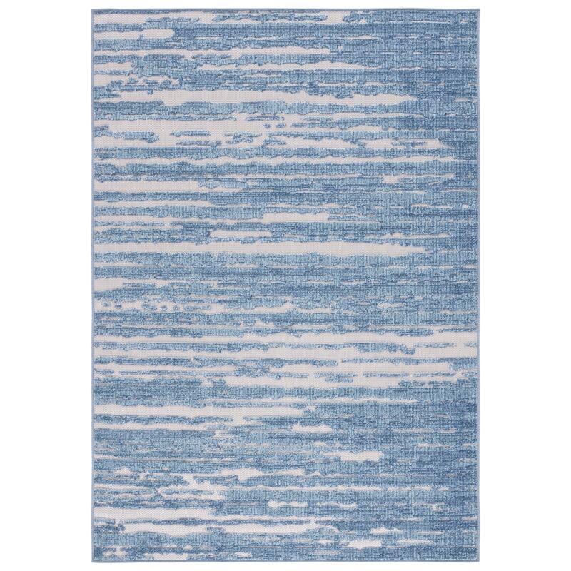 SAFAVIEH Cabana Kubra Indoor/ Outdoor Modern Rug - 6'7" Square - Blue/Beige