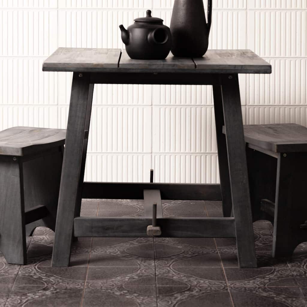 Merola Tile Kings Jaipur Black 17-5/8" x 17-5/8" Ceramic Floor and Wall Tile