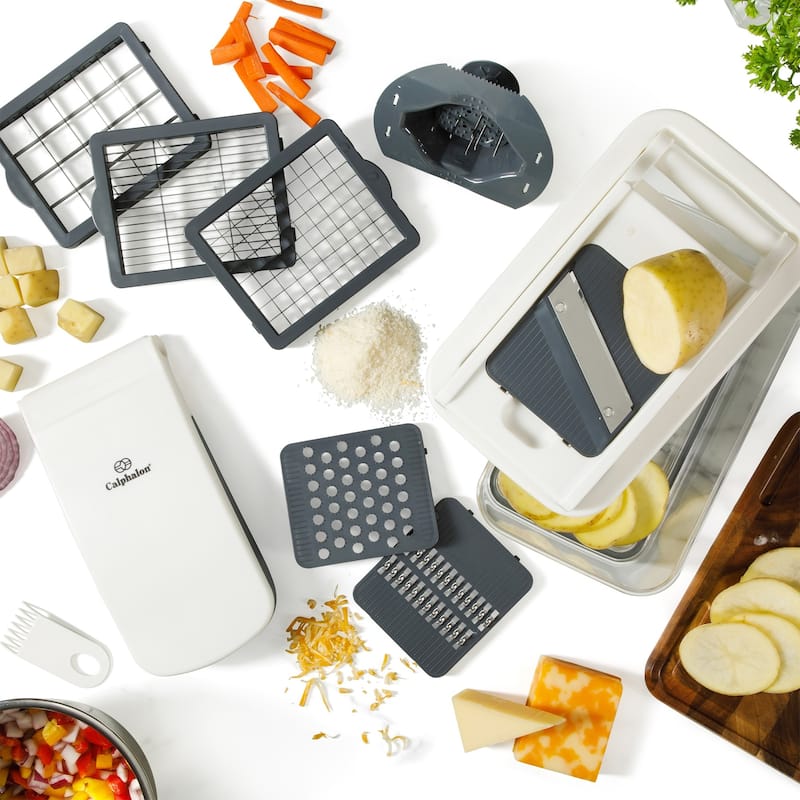 Calphalon Aero 8 in 1 & 5 in 1 Vegatebale Chopper and Dicer, Food Chopper with Container