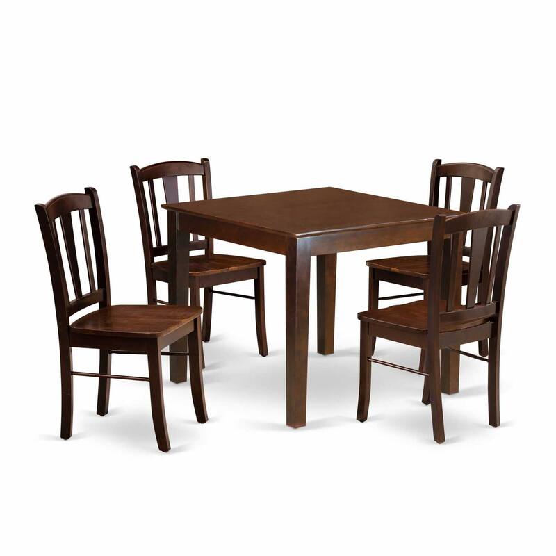 5-Piece Mahogany Finish Solid Wood Top - Dining Room Set - Seats-4