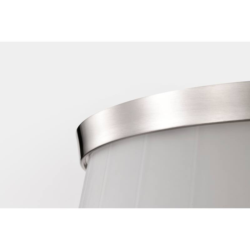 Lune 3 Light Flush Mount Brushed Nickel Finish Etched White Glass - Brushed Nickel