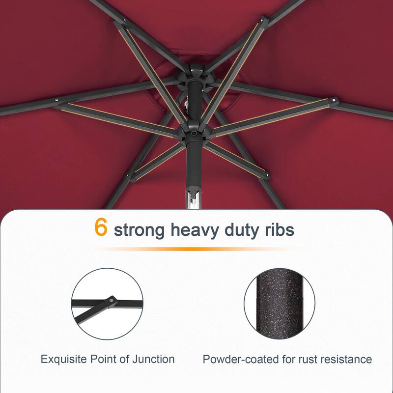LIVOOSUN 6x9Ft LED Patio Umbrella Weather Resistant Table Umbrella
