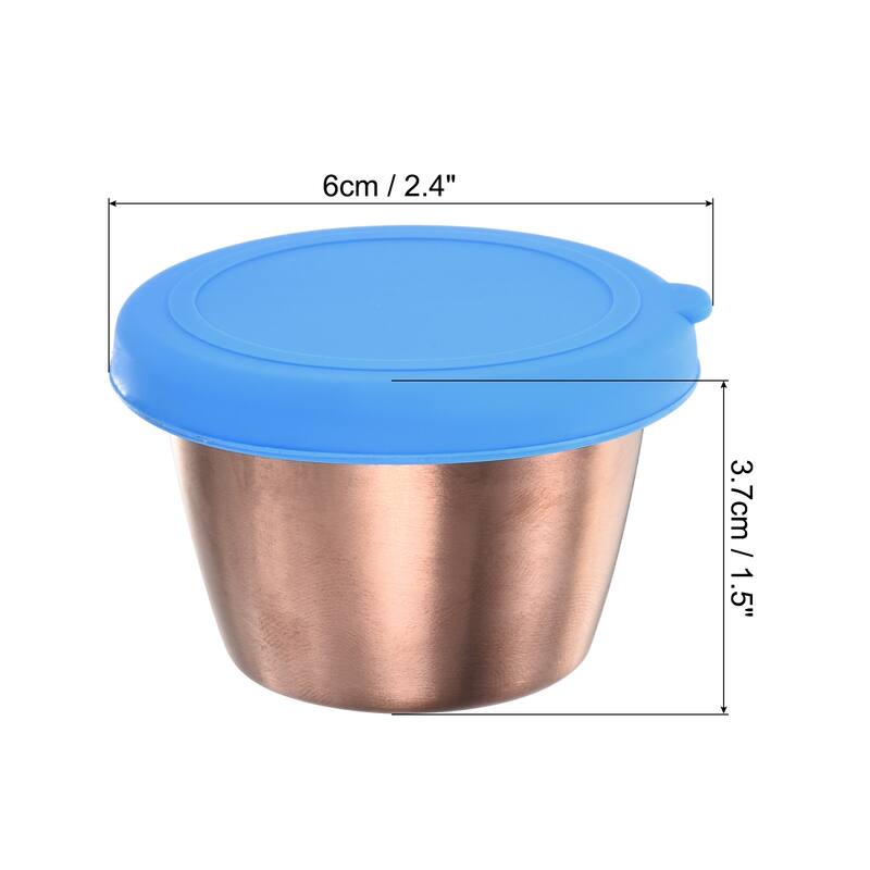 2pcs Salad Dressing Container, 2.4oz Stainless Steel Condiment Cup - Blue
