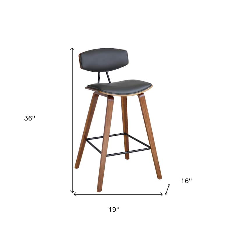 HomeRoots 26" Gray and Brown Fabric and Iron Low Back Counter Height Bar Chair