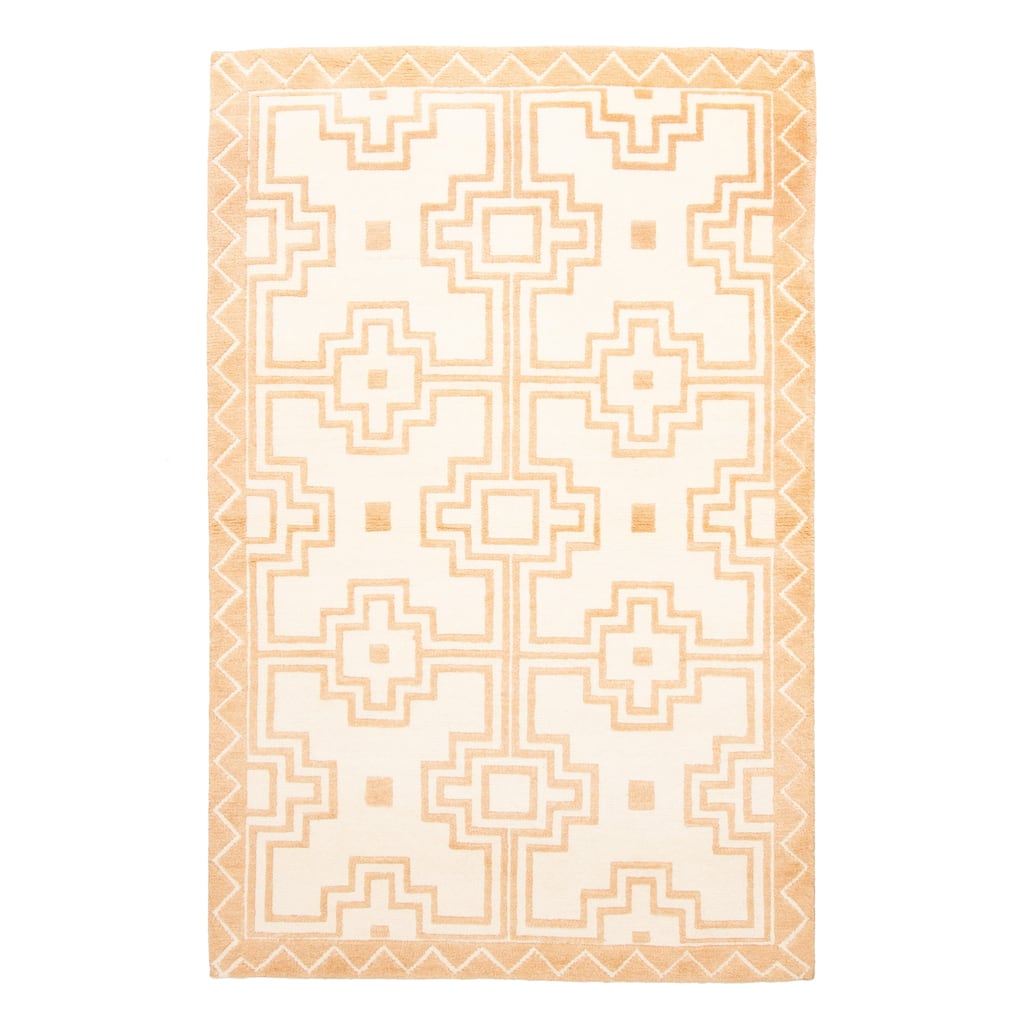 ECARPETGALLERY Hand-knotted Tangier Cream Wool Rug - 5'2 x 7'11