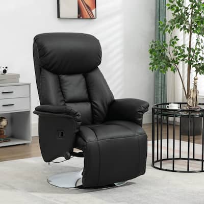 HOMCOM Manual Recliner Chair for Adults, Adjustable Swivel Recliner with Footrest, Padded Arms