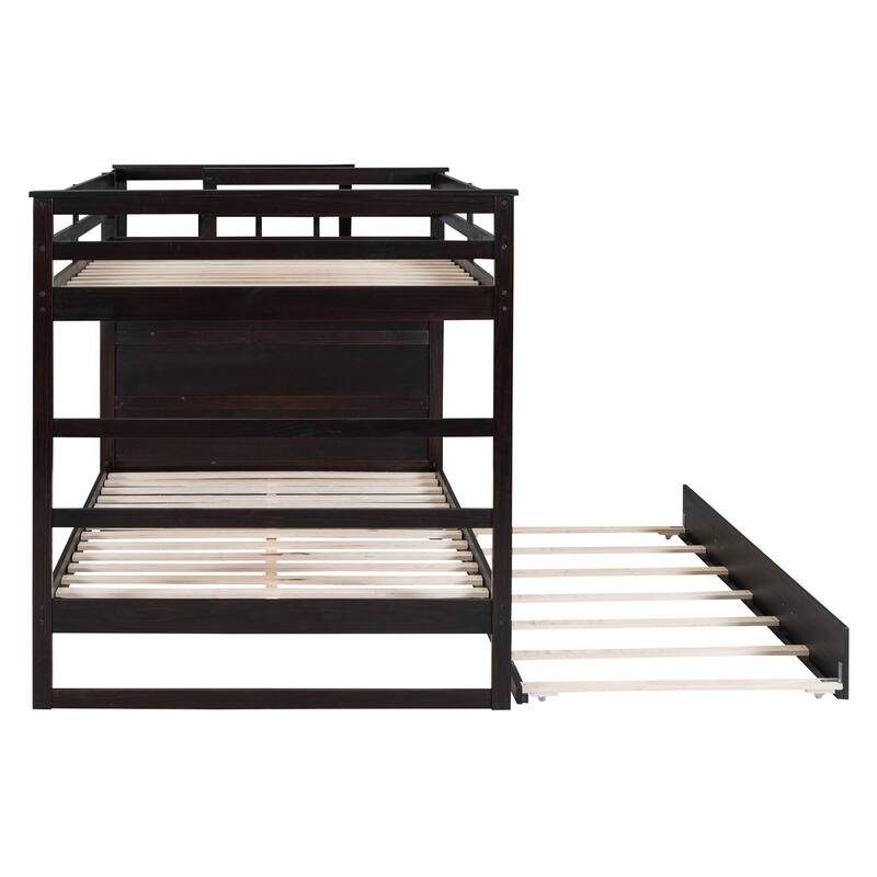 Full-Over-Full Bunk Bed with Trundle & Staircase for Bedroom, Guest Rooms - Perfect for Sleepovers & Space-Saving