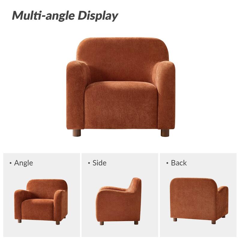 Wayne 35" Wide Boucle Upholstered Teddy Accent Chair with Solid Wood Legs by HULALA HOME