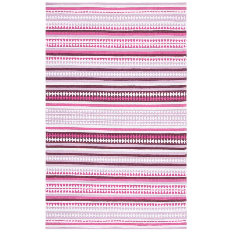 SAFAVIEH Handmade Montauk Nellwyn Cotton Rug - 6' Square - Pink/Ivory