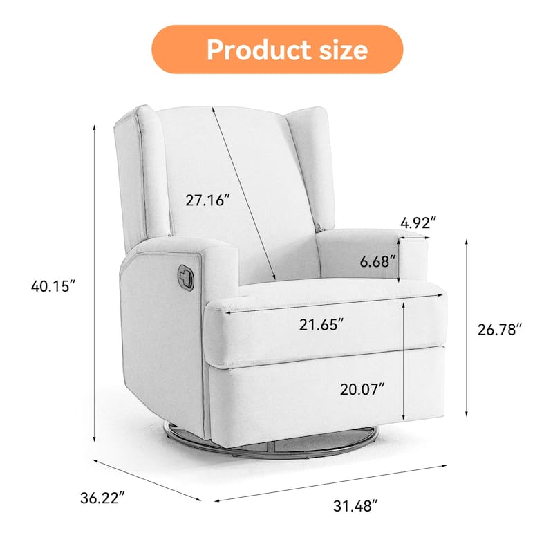 UIXE Upholstered Modern Swivel Glider Rocker Recliner