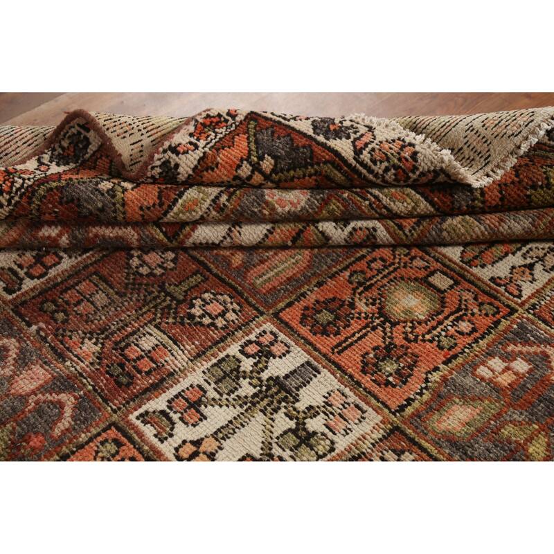 Hand Knotted Oriental 100% Wool Carpet Traditional Geometric Oranges & Rust Bakhtiari Area Rug - 9' 7'' X 6' 7''