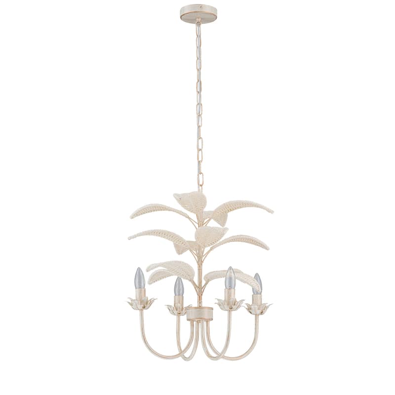Lana 4-Light Brushed White Modern Coastal Mini Chandelier - 19 In. Wide