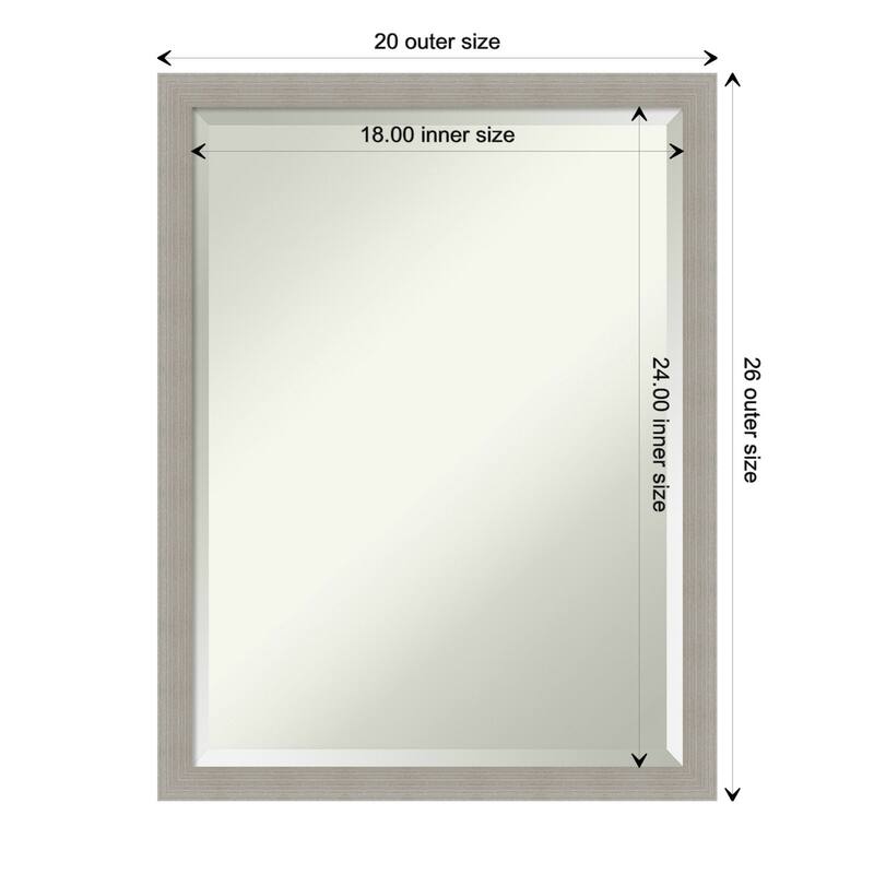 Woodgrain Stripe Beveled Wood Framed Wall Mirror - Woodgrain Stripe Grey - Glass Size 18x24