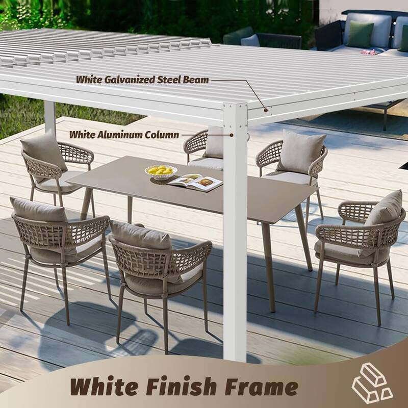 Louvered Pergola 10X20FT, Aluminum Pergola with Adjustable Roof