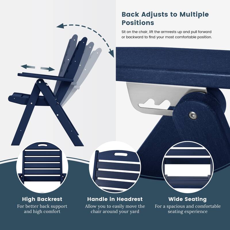 Coastline Patio Folding Highback Dining Chair Set of 2