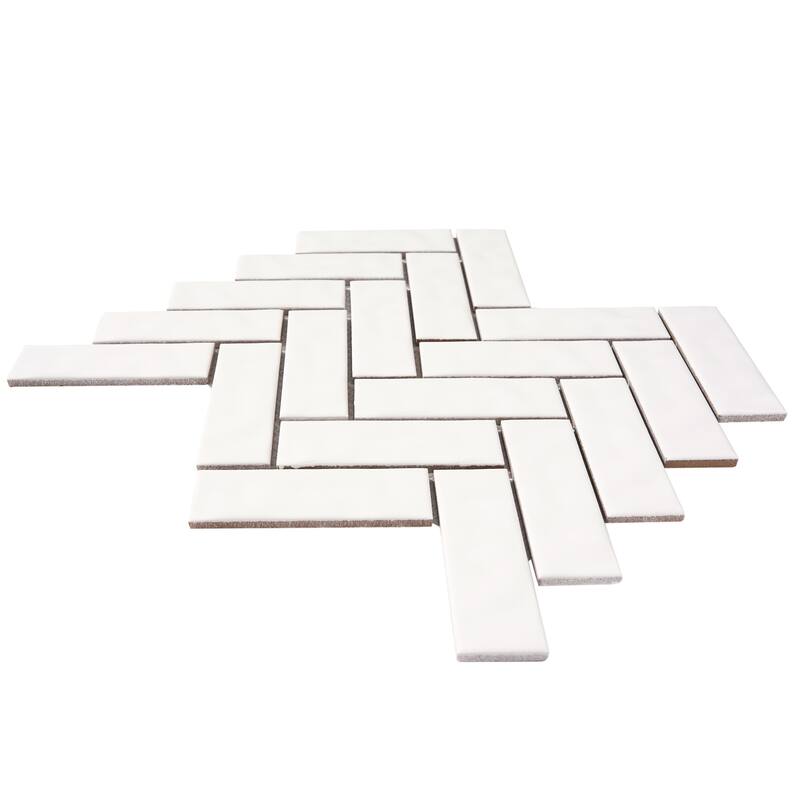 Forio 1.35" x 4.35" Herringbone Glossy Porcelain Mosaic Tile