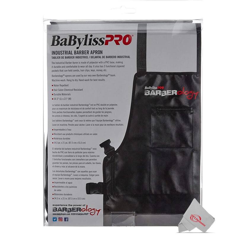 Babyliss Pro Barberology Industrial Barber Apron + Barberology Comb Set - Red + 10oz Spray Bottle