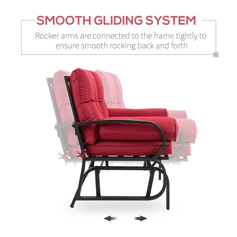 Outsunny 2-Person Outdoor Glider Bench, Patio Double Rocking Swing Loveseat with Steel Frame and Cushions