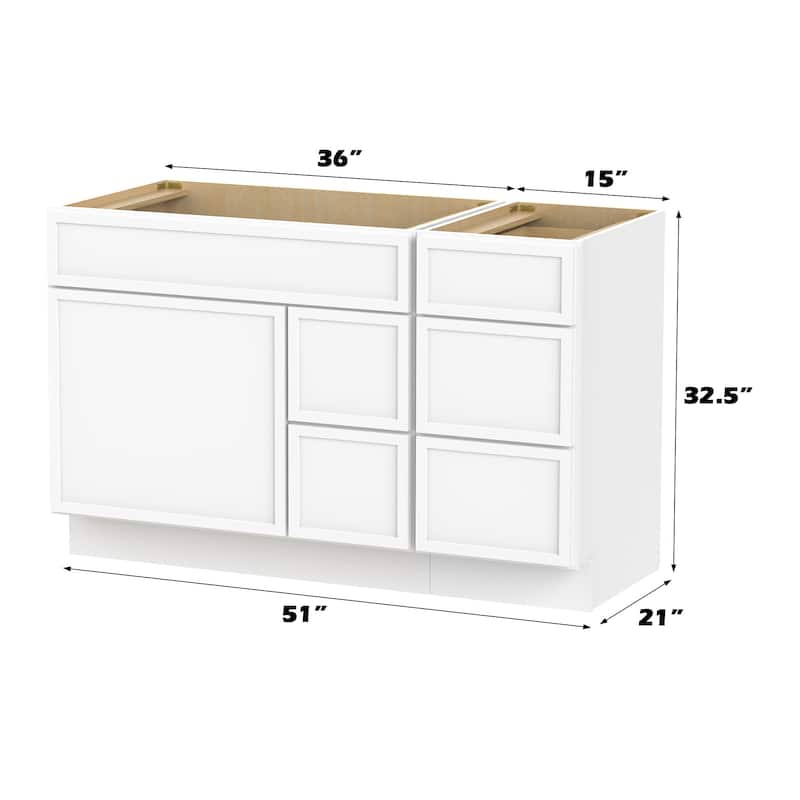 Vanity Art 51" Birch Freestanding Bathroom Vanity Cabinet without Top